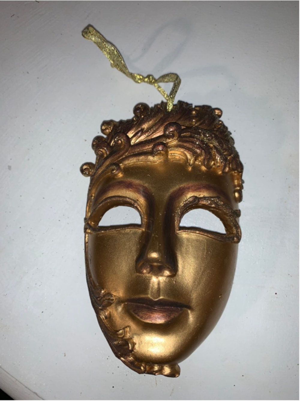 Unbranded Gold Bronze Venetian Mask Ornament One Size
